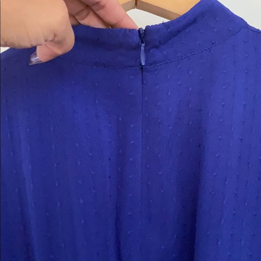Royal blue peplum sleeved tie back crop blouse - Picture 8 of 10